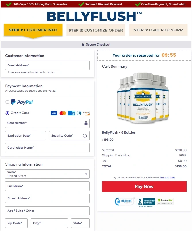 belly flush checkoutpage